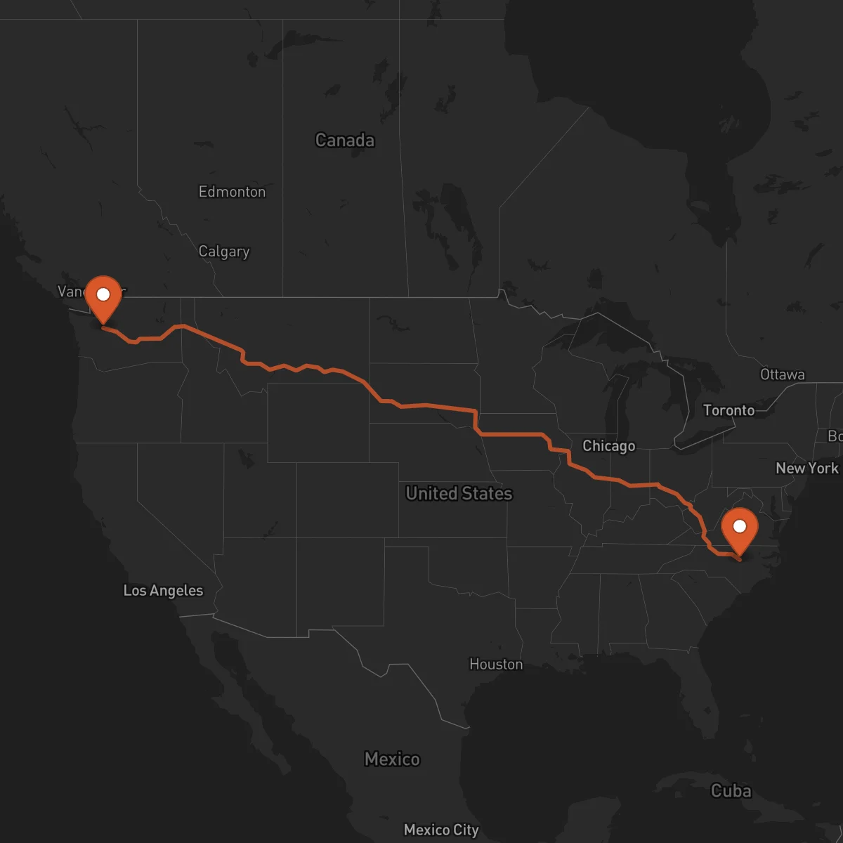 Ruta Seattle - Raleigh