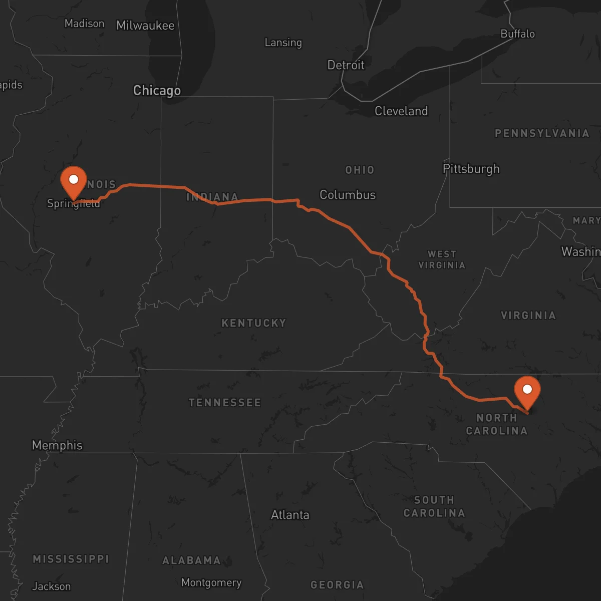 Ruta Raleigh - Springfield