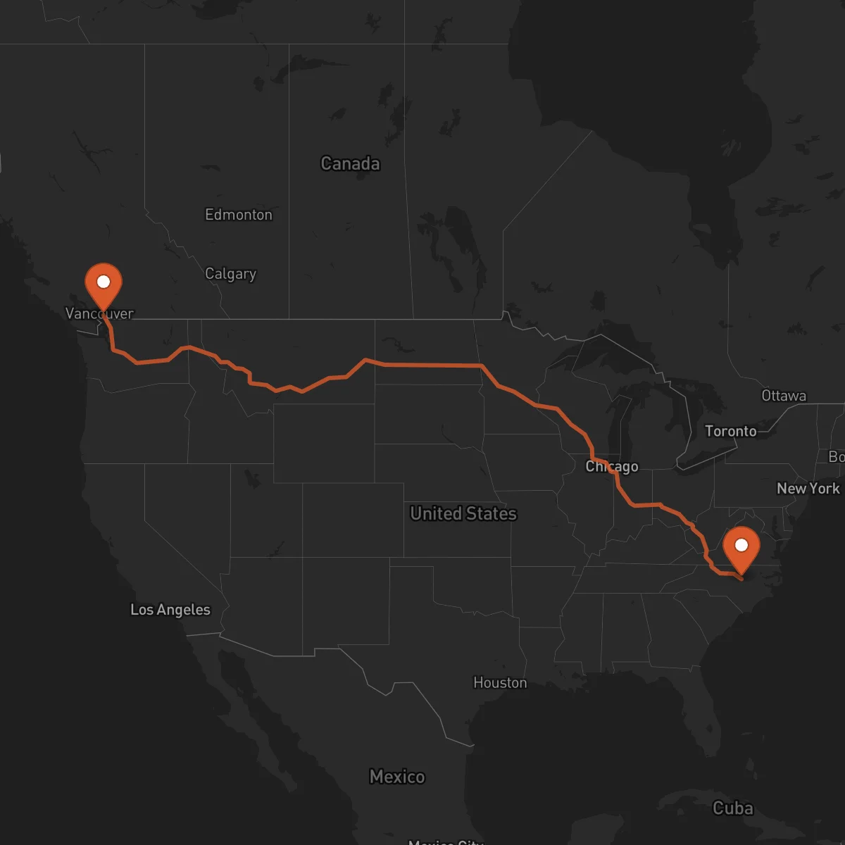 Ruta Surrey - Raleigh