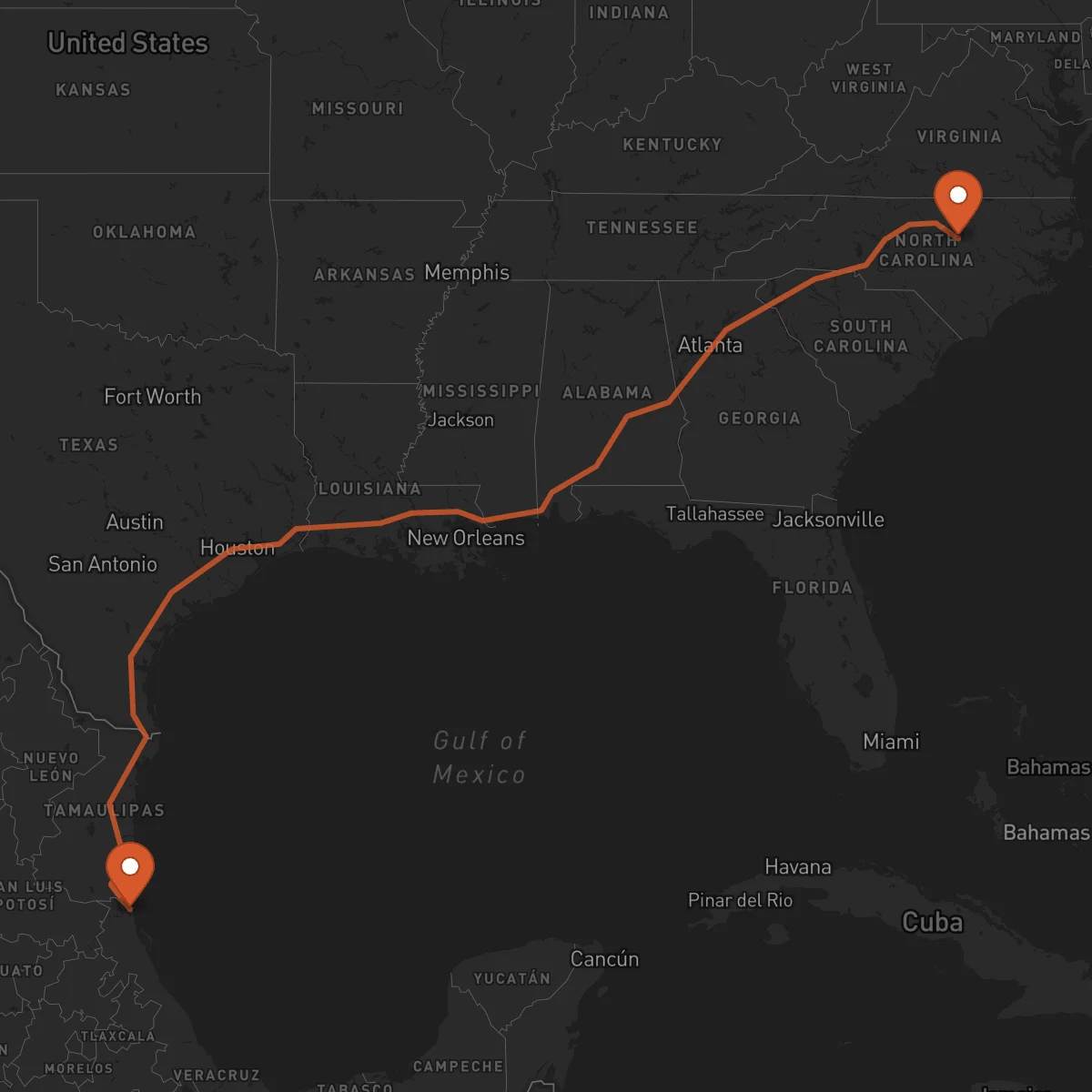 Ruta Raleigh - Tampico