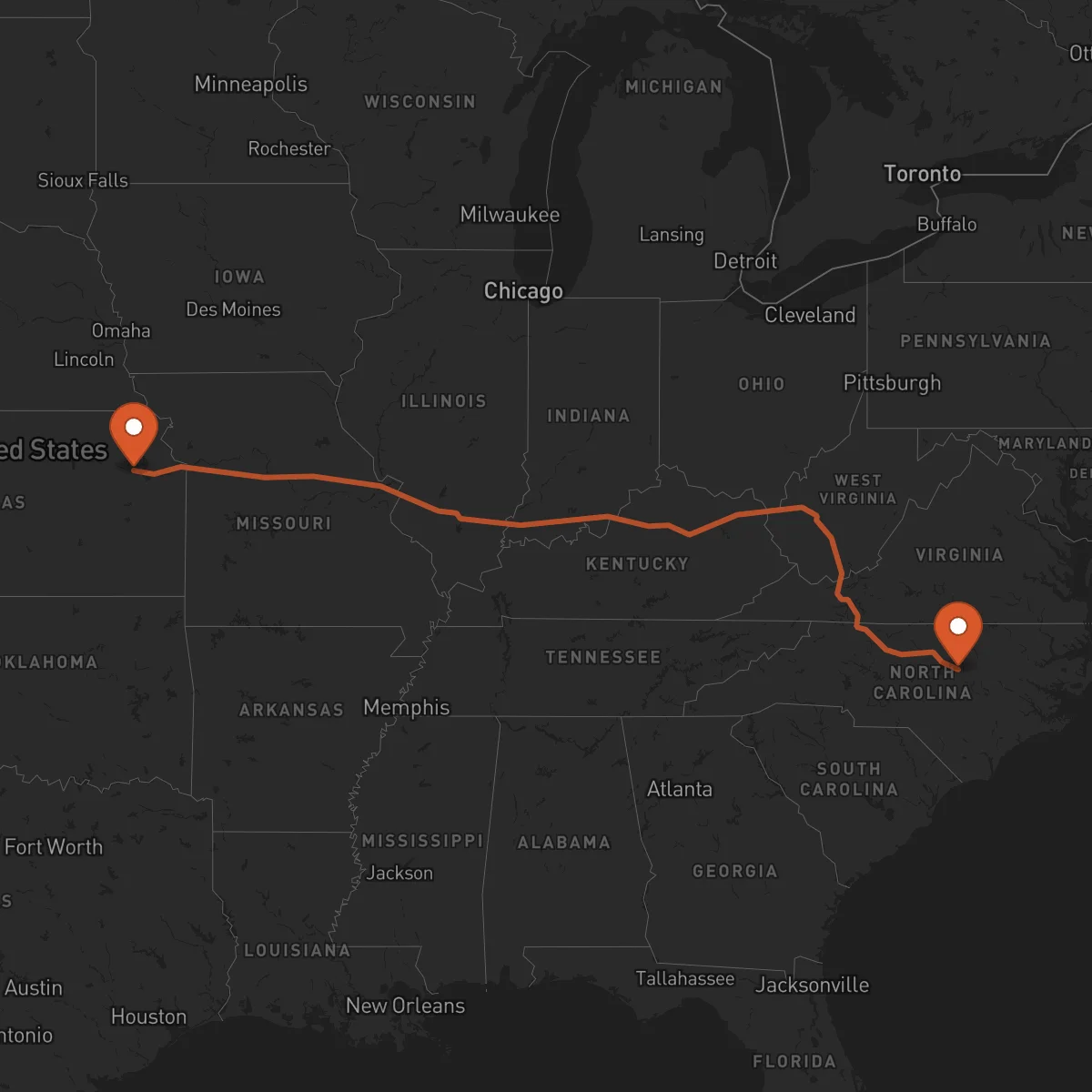 Ruta Raleigh - Topeka