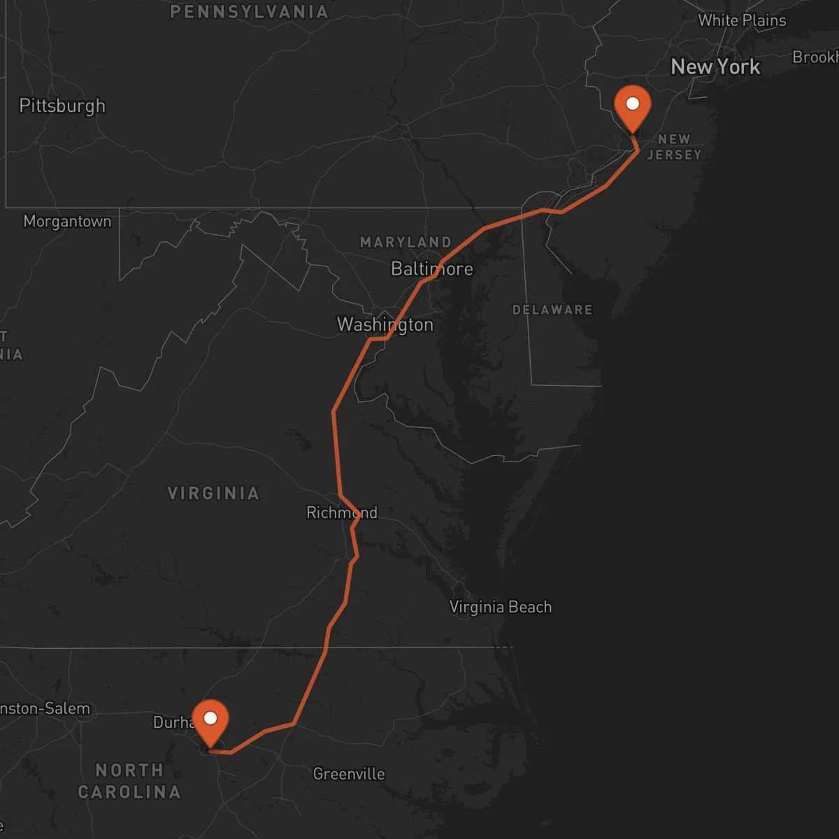Ruta Raleigh - Trenton