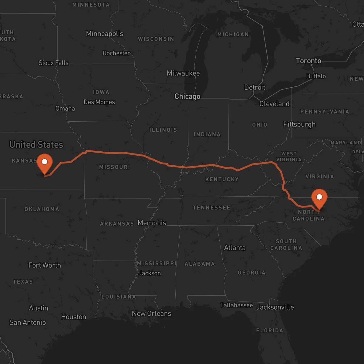 Ruta Raleigh - Wichita