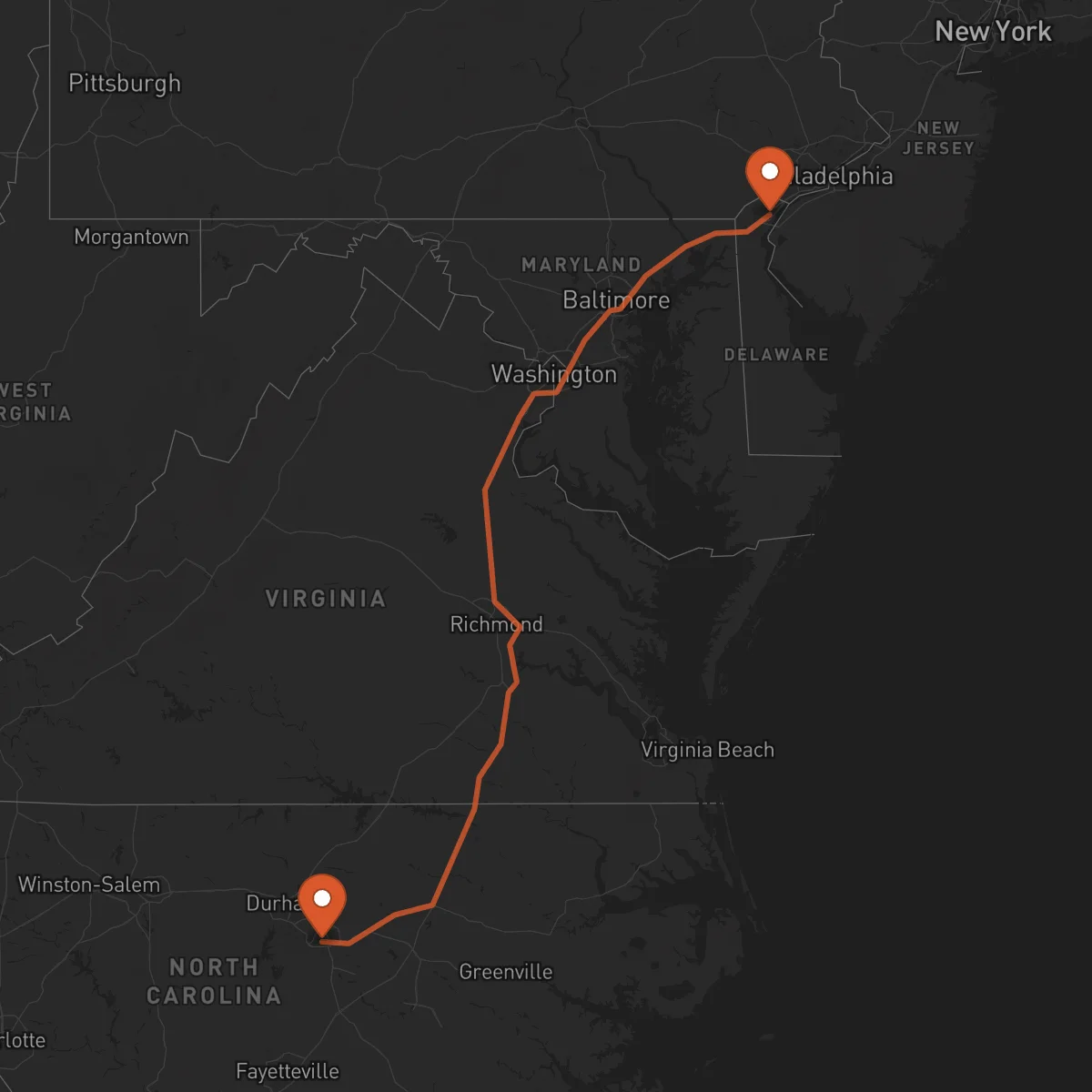 Ruta Raleigh - Wilmington