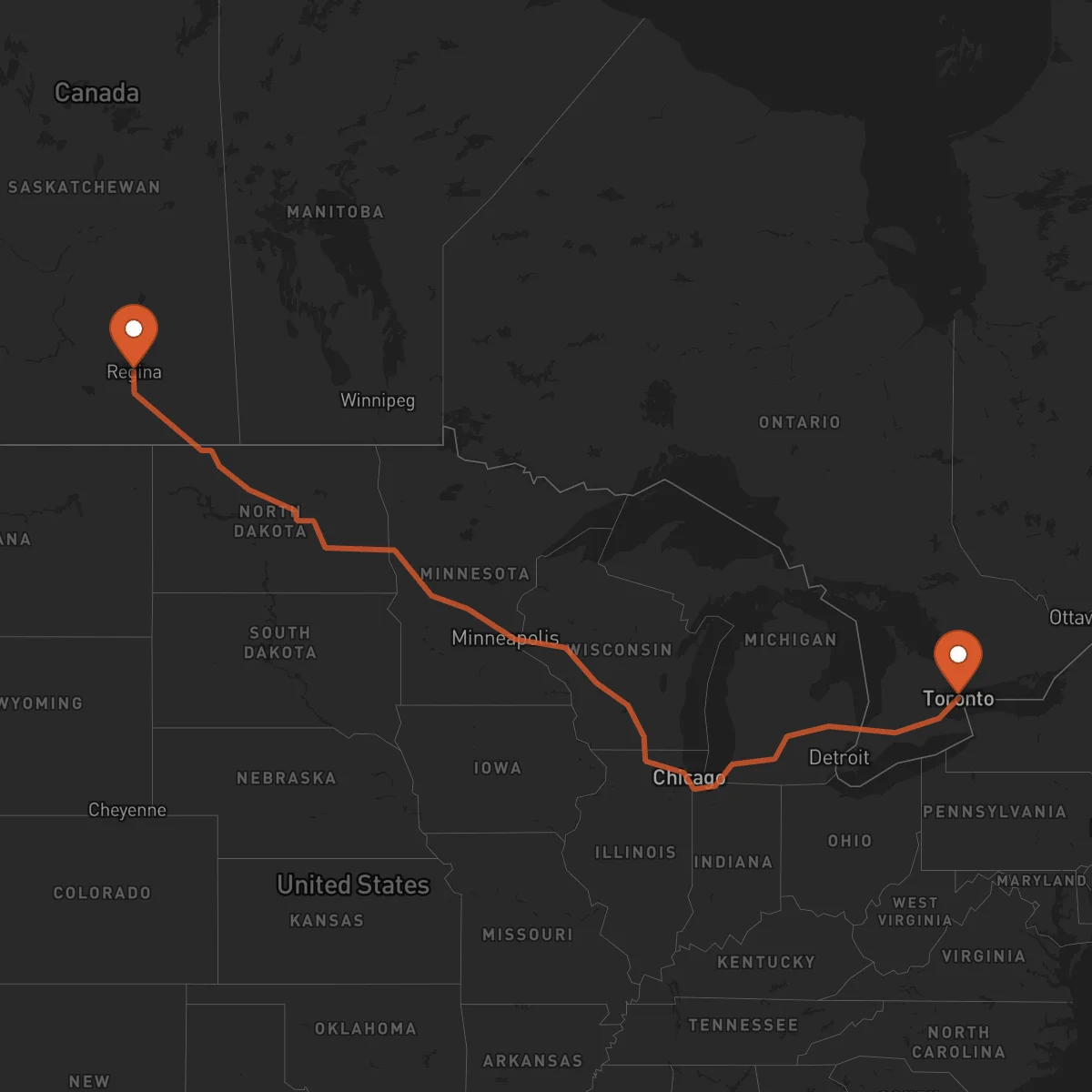 Ruta Toronto - Regina