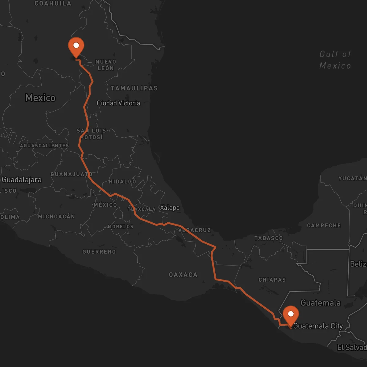 Ruta Saltillo - Retalhuleu