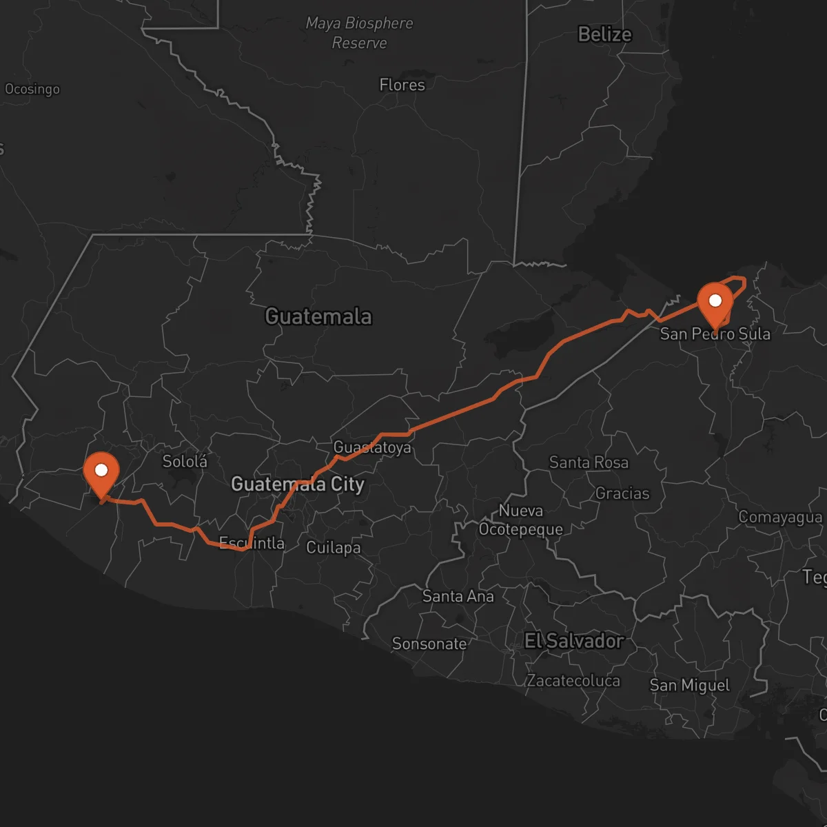 Ruta San Pedro Sula - Retalhuleu