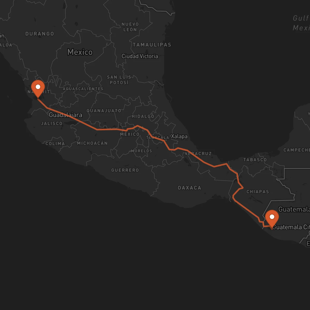Ruta Tepic - Retalhuleu