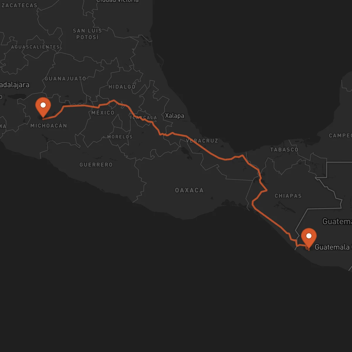 Ruta Uruapan - Retalhuleu