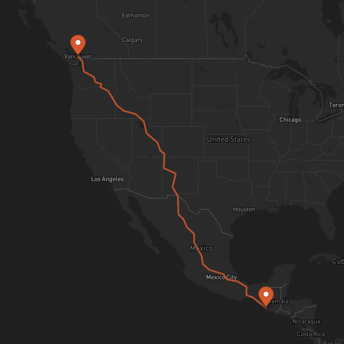 Ruta Vancouver - Retalhuleu