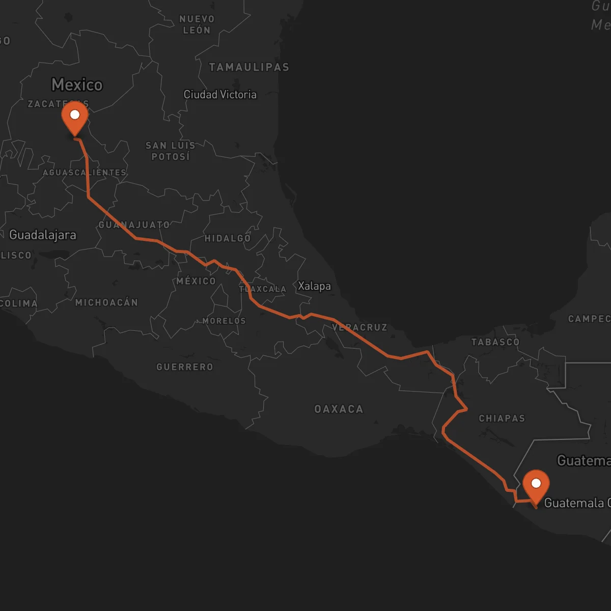 Ruta Zacatecas - Retalhuleu