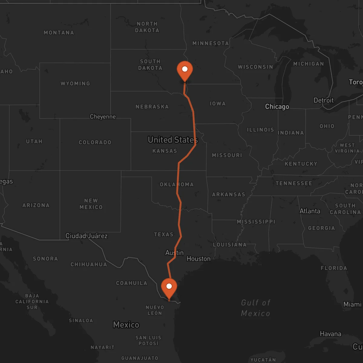 Ruta Reynosa - Sioux Falls