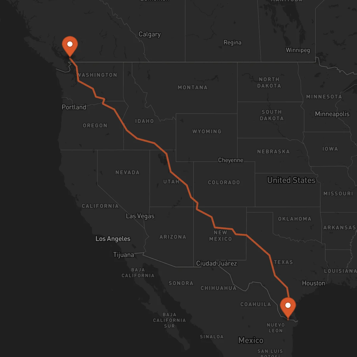 Ruta Vancouver - Reynosa
