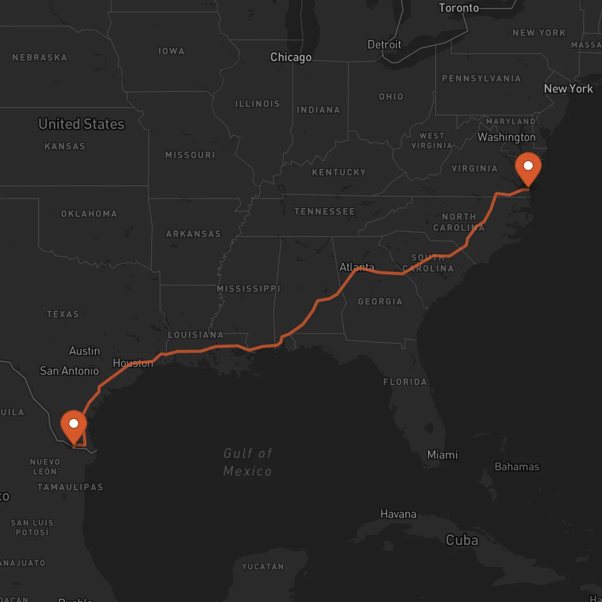 Ruta Reynosa - Virginia Beach