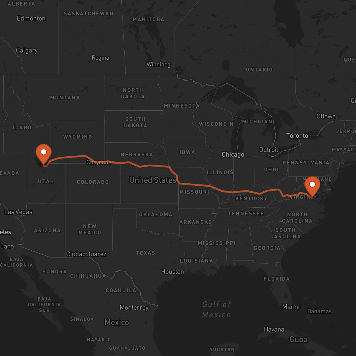 Ruta Salt Lake City - Richmond