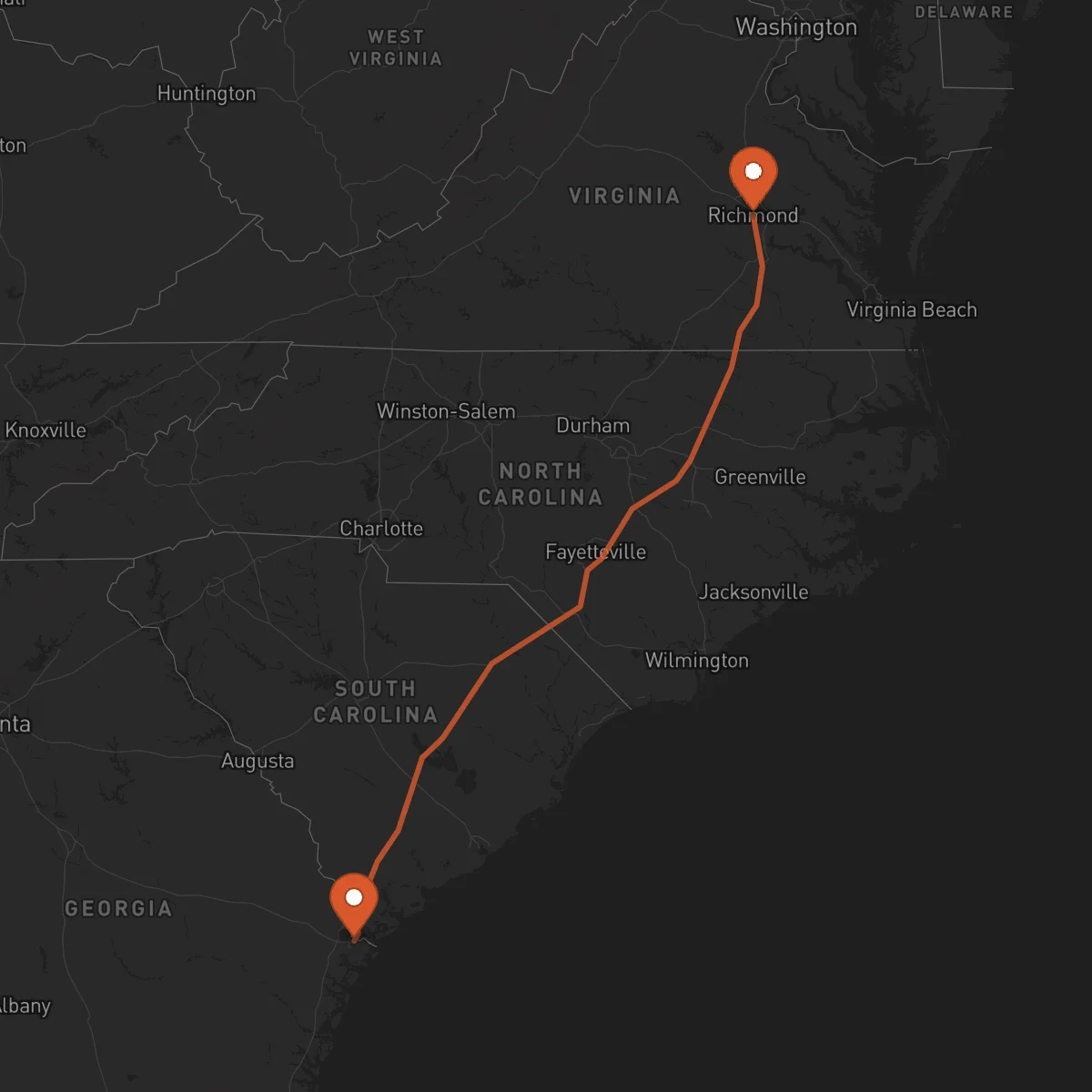 Ruta Richmond - Savannah