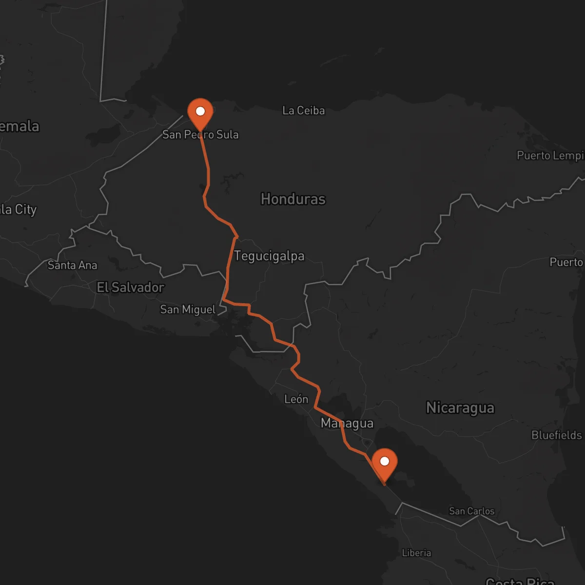 Ruta San Pedro Sula - Rivas