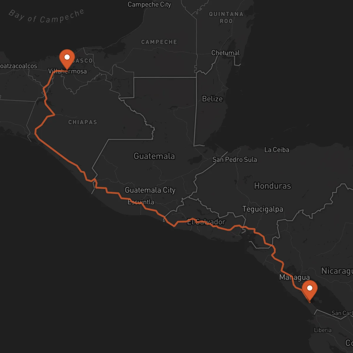 Ruta Rivas - Villahermosa