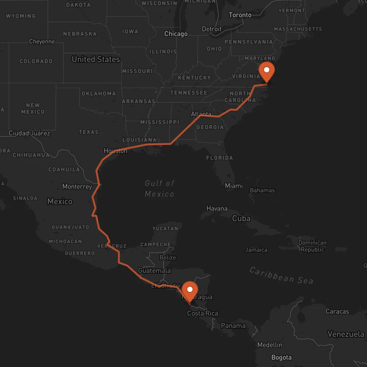 Ruta Virginia Beach - Rivas