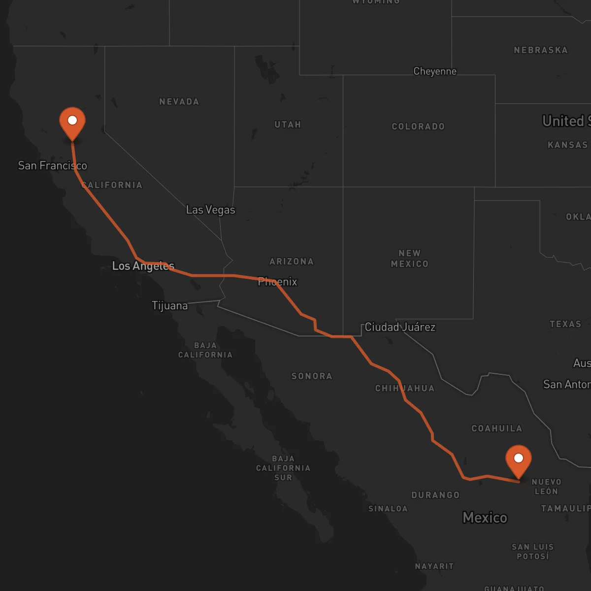 Ruta Saltillo - Sacramento