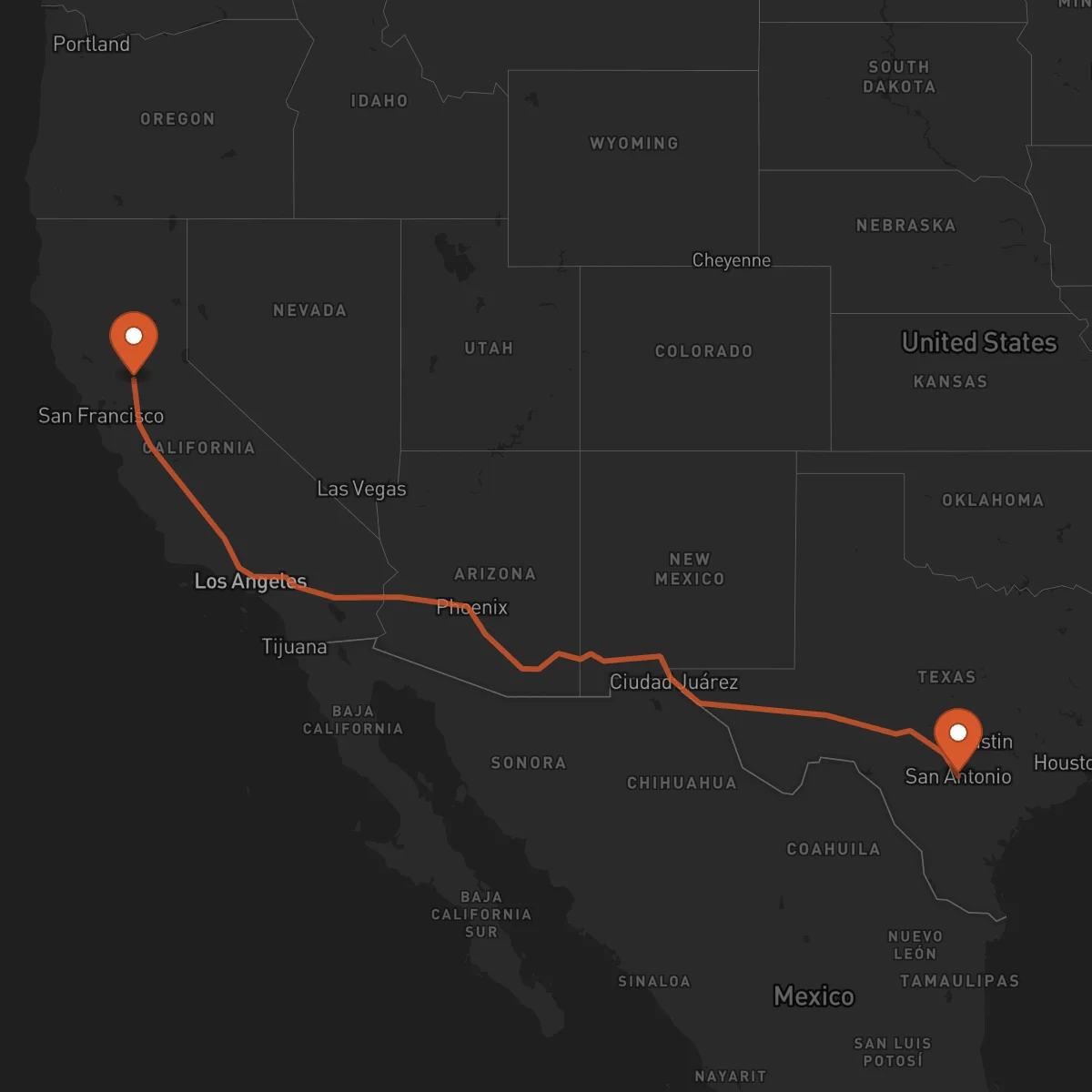Ruta San Antonio - Sacramento