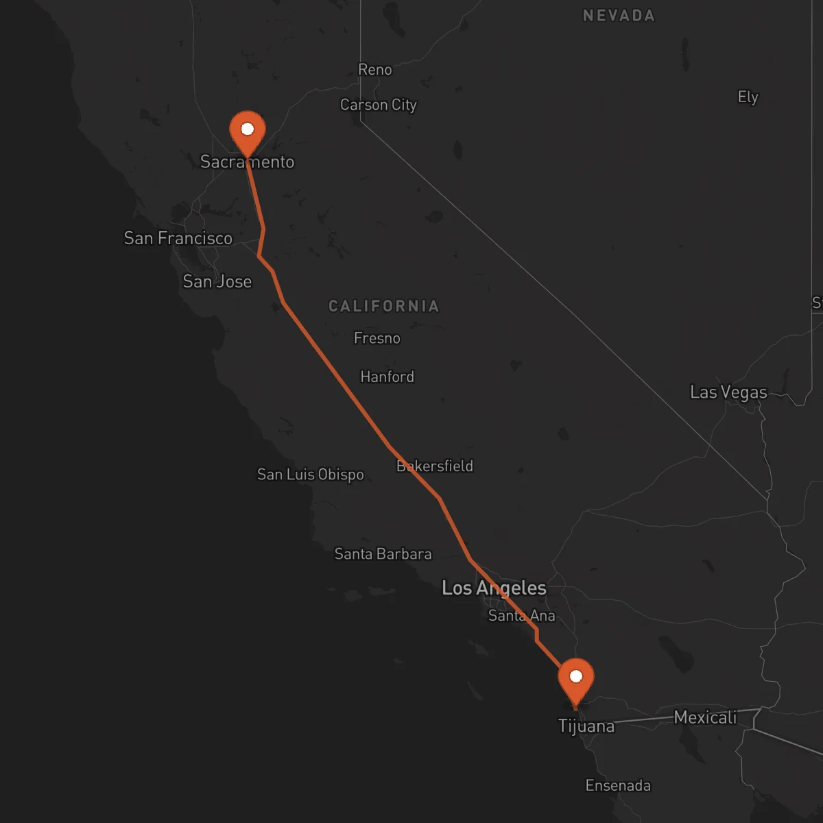 Ruta Sacramento - San Diego