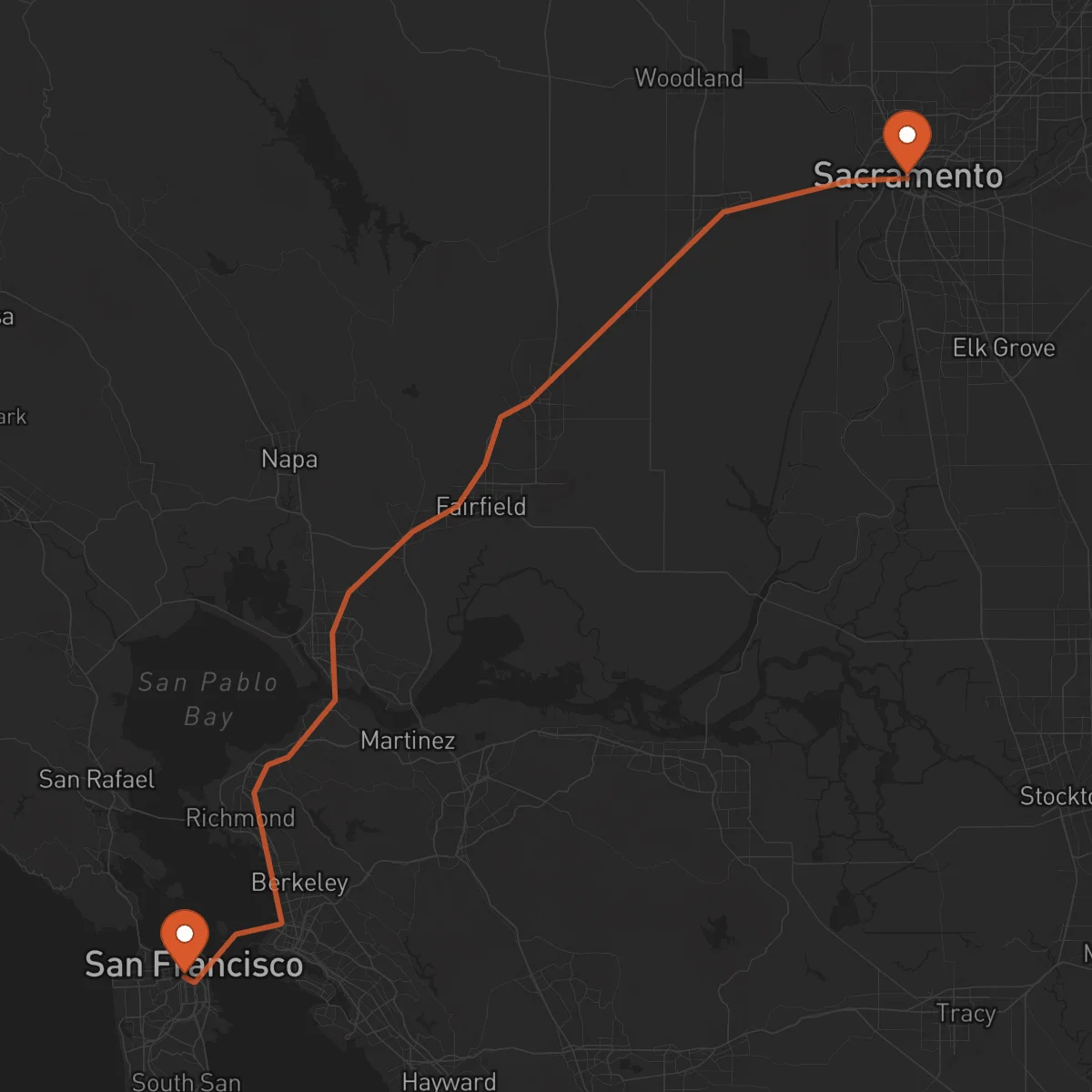 Ruta San Francisco - Sacramento