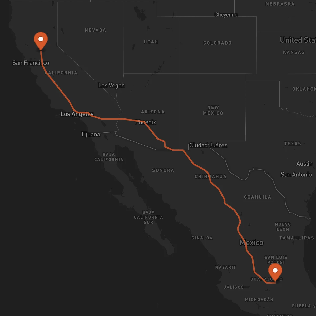 Ruta Sacramento - Santiago de Querétaro