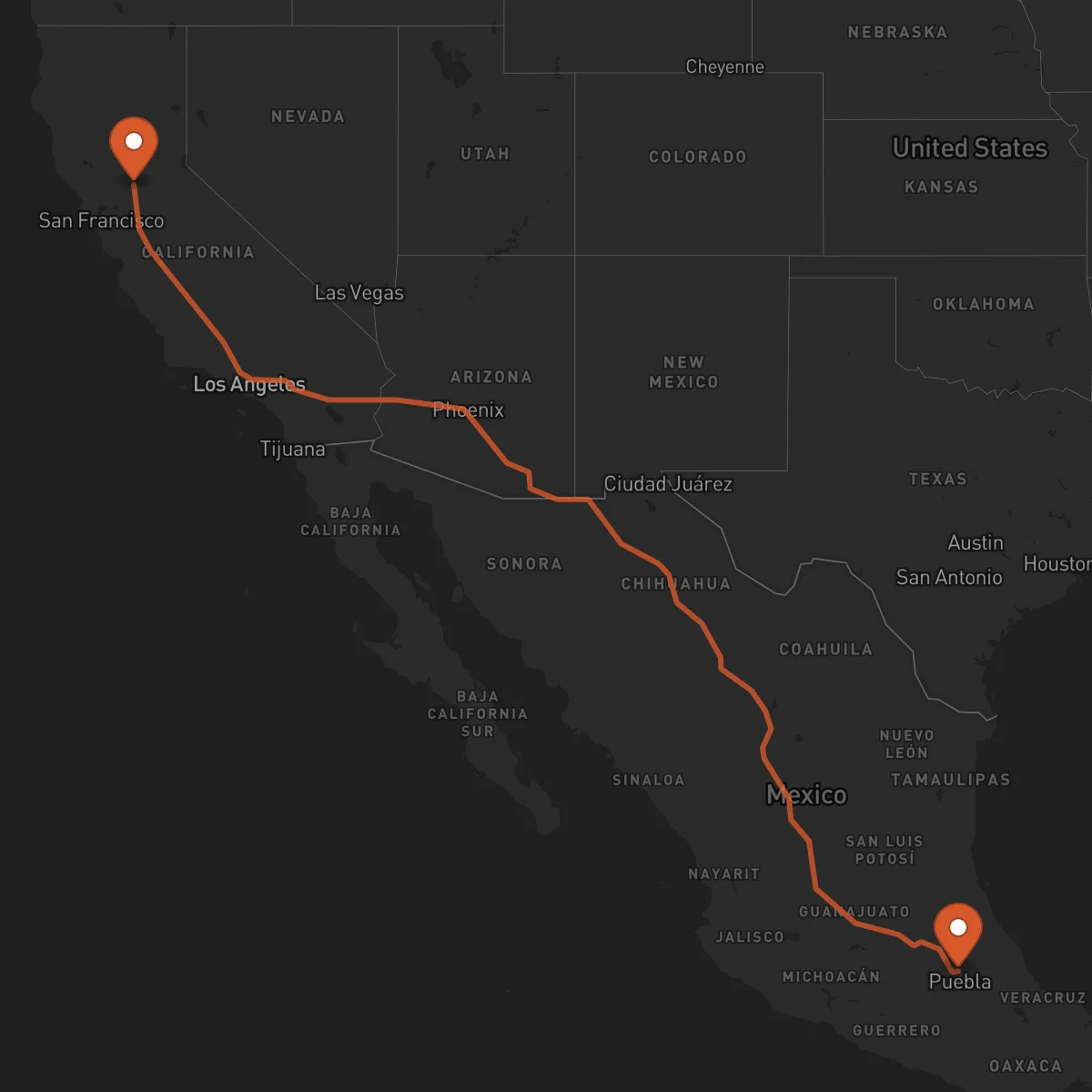 Ruta Sacramento - Tlaxcala de Xicohténcatl