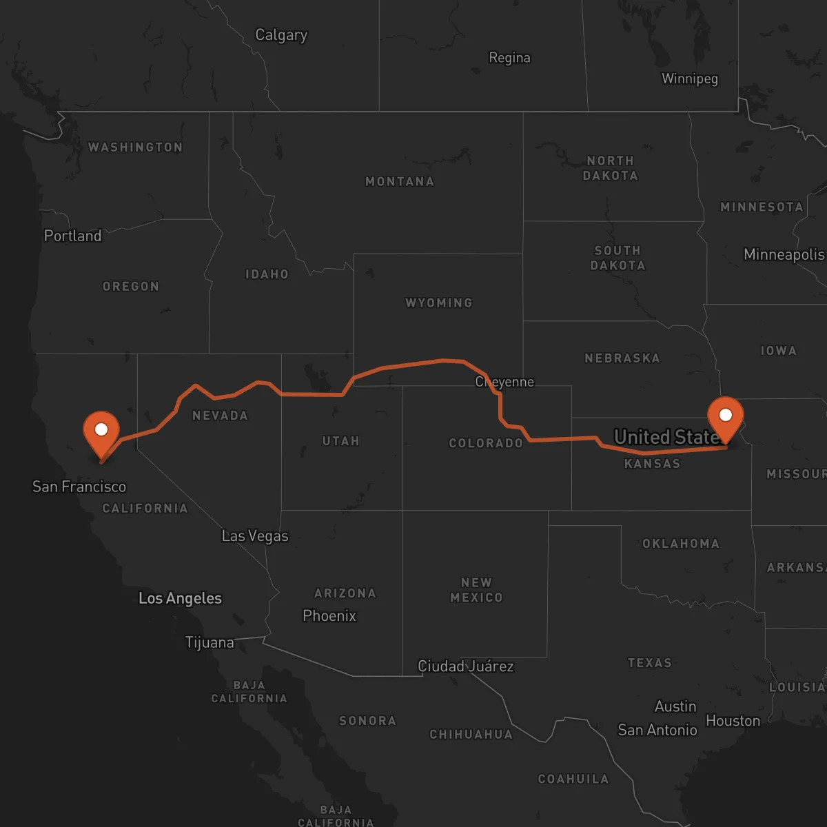Ruta Topeka - Sacramento