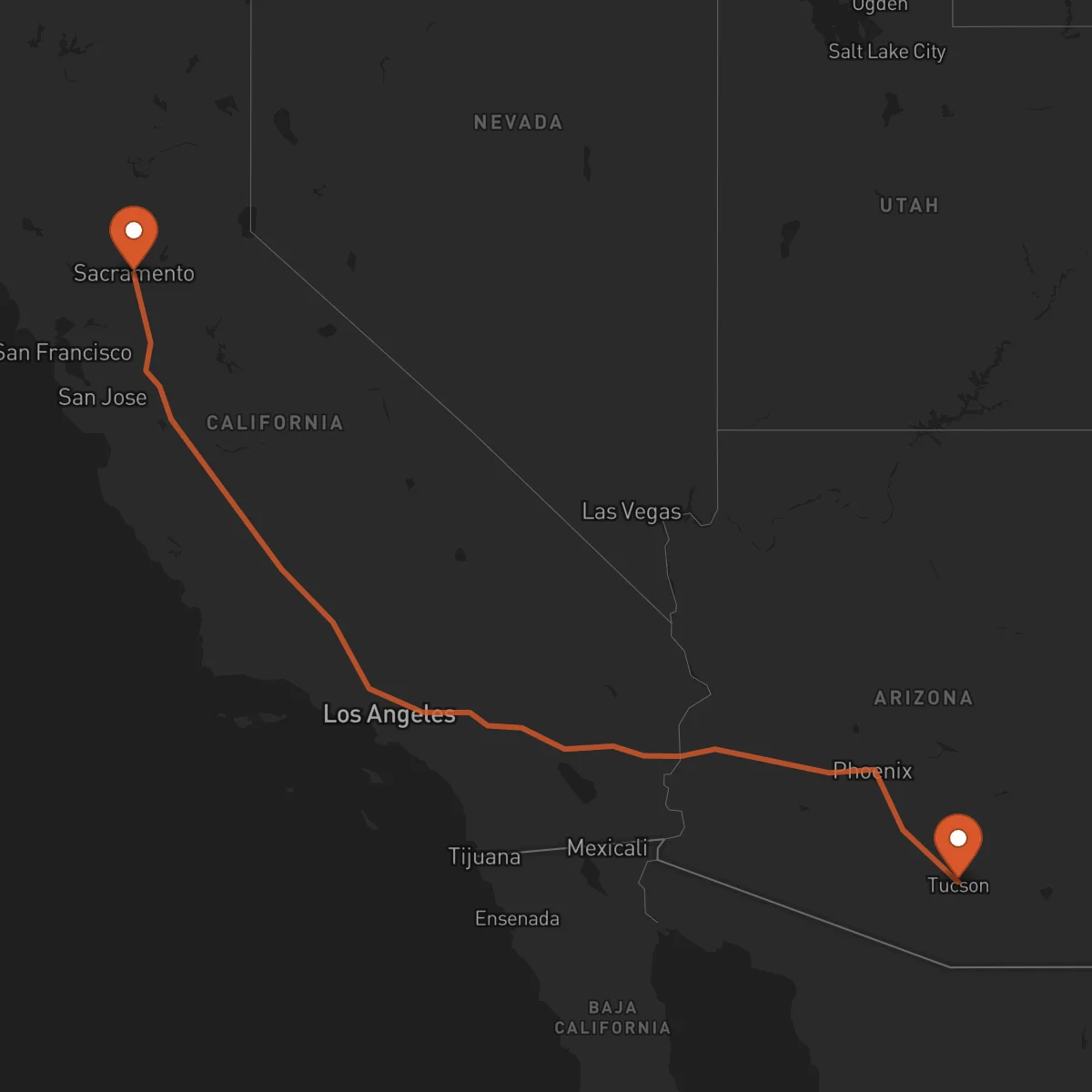 Ruta Tucson - Sacramento