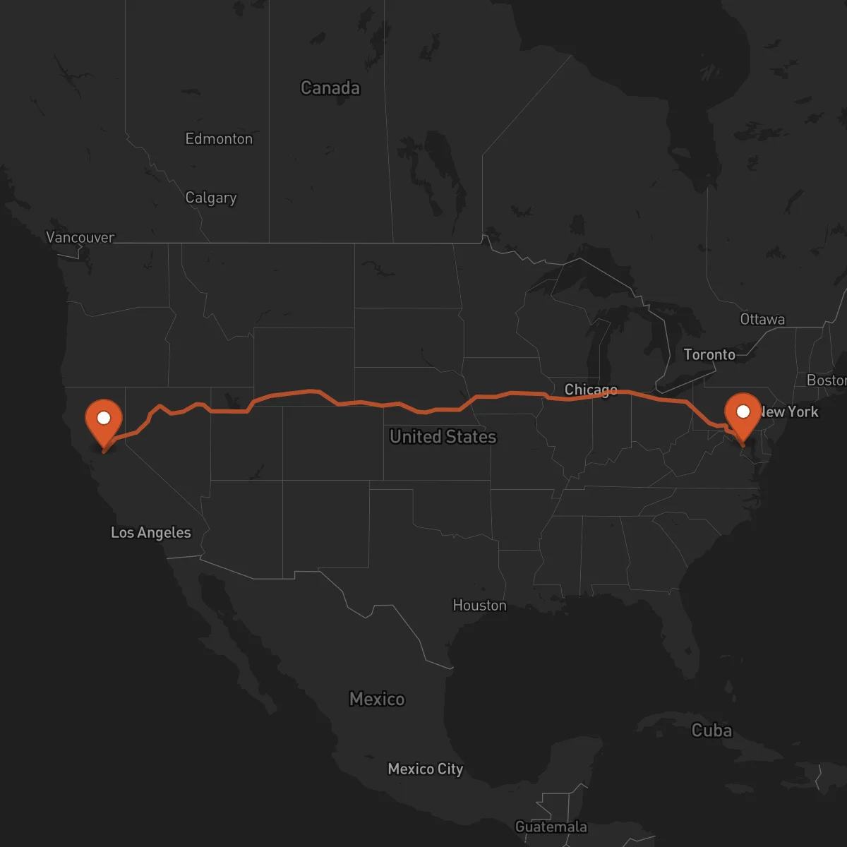 Ruta Washington D.C. - Sacramento