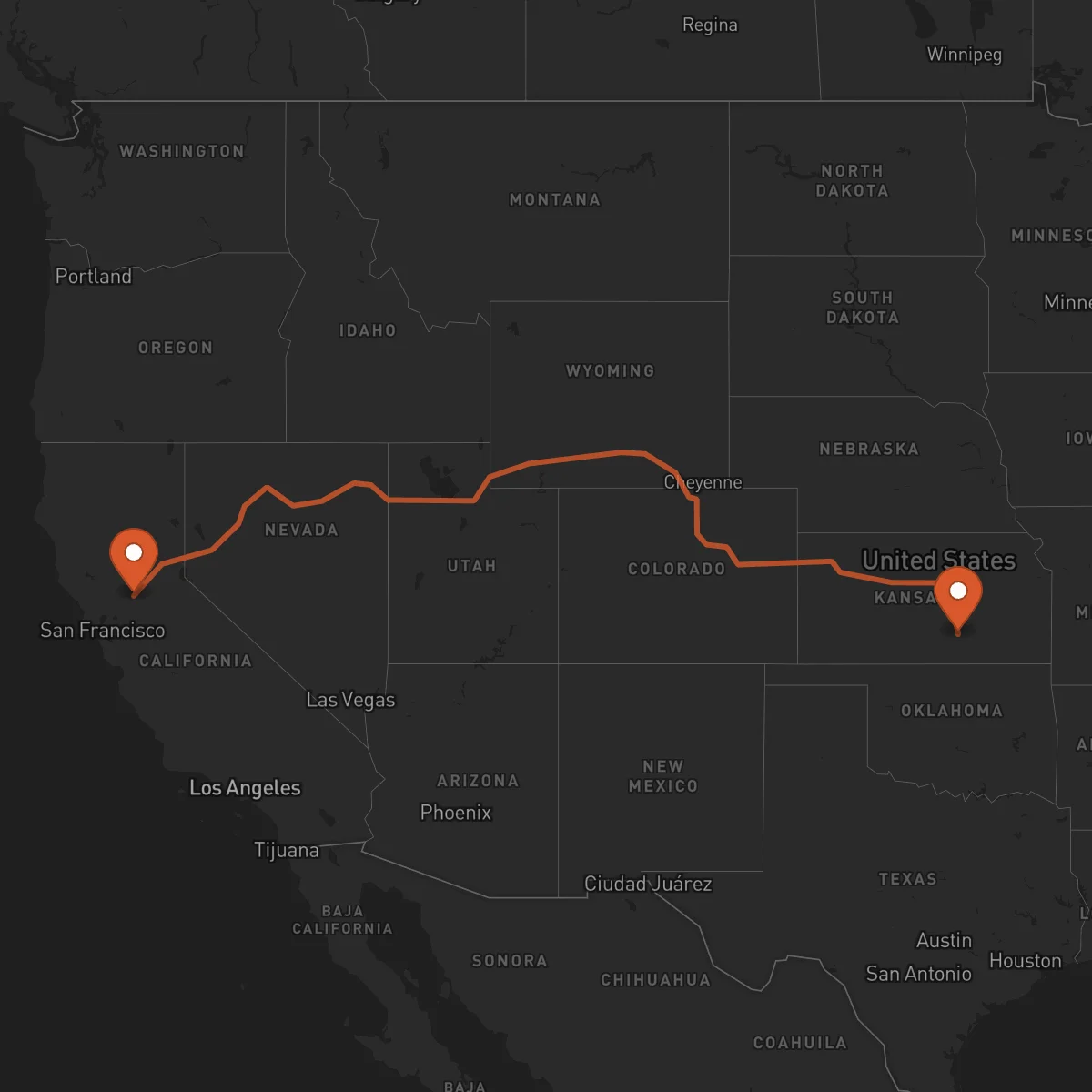 Ruta Wichita - Sacramento