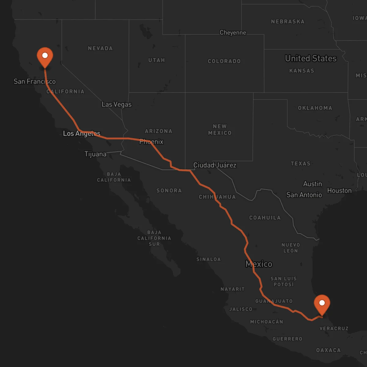 Ruta Xalapa - Sacramento