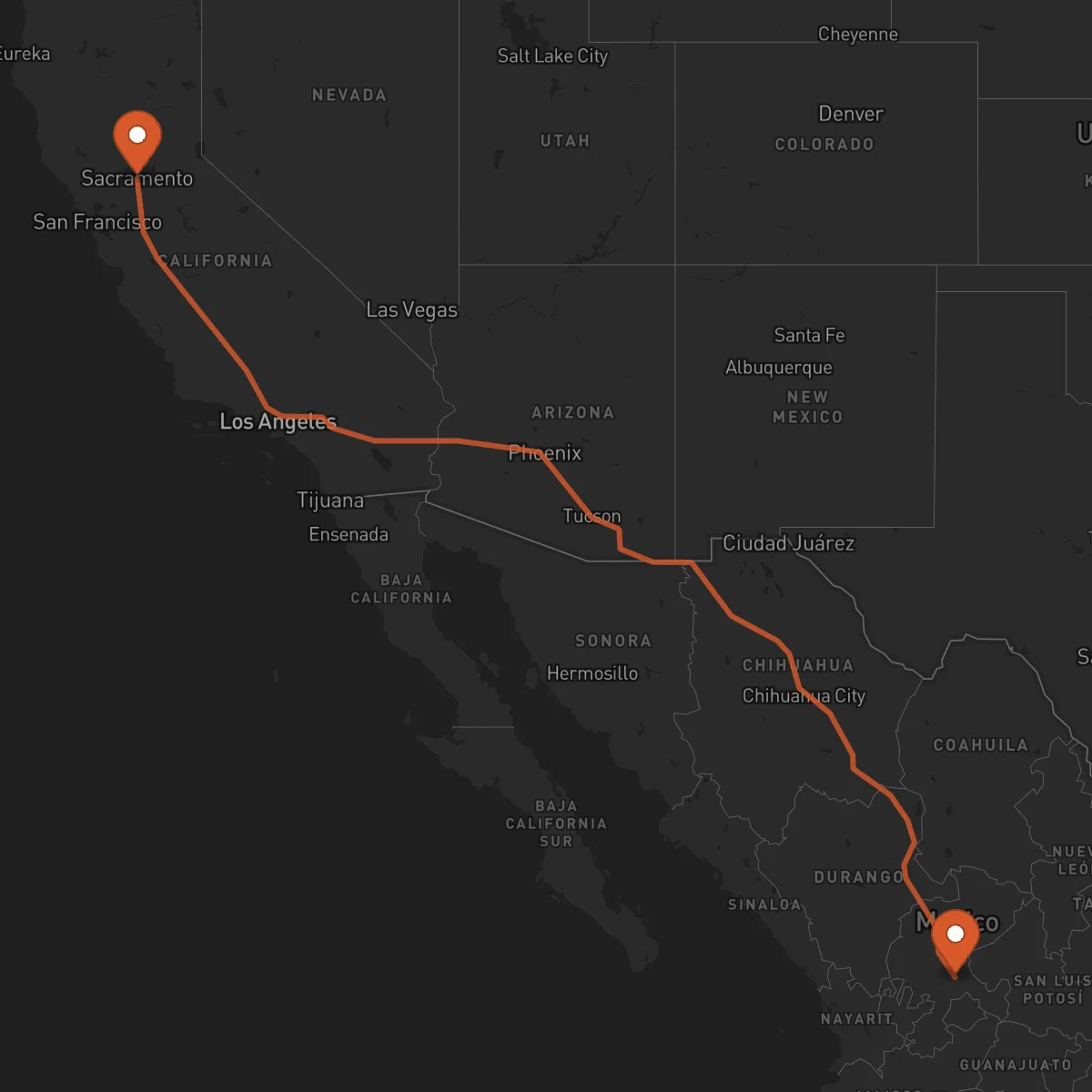 Ruta Zacatecas - Sacramento