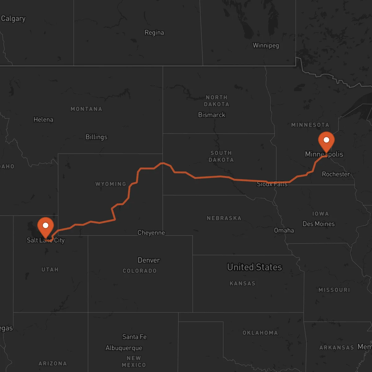 Ruta Saint Paul - Salt Lake City
