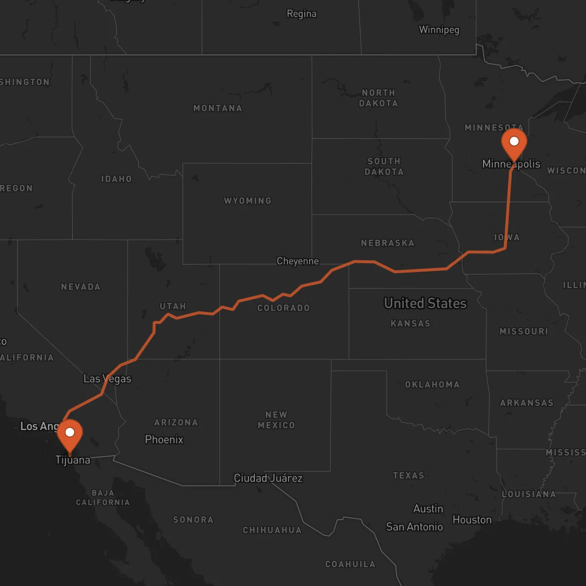 Ruta San Diego - Saint Paul