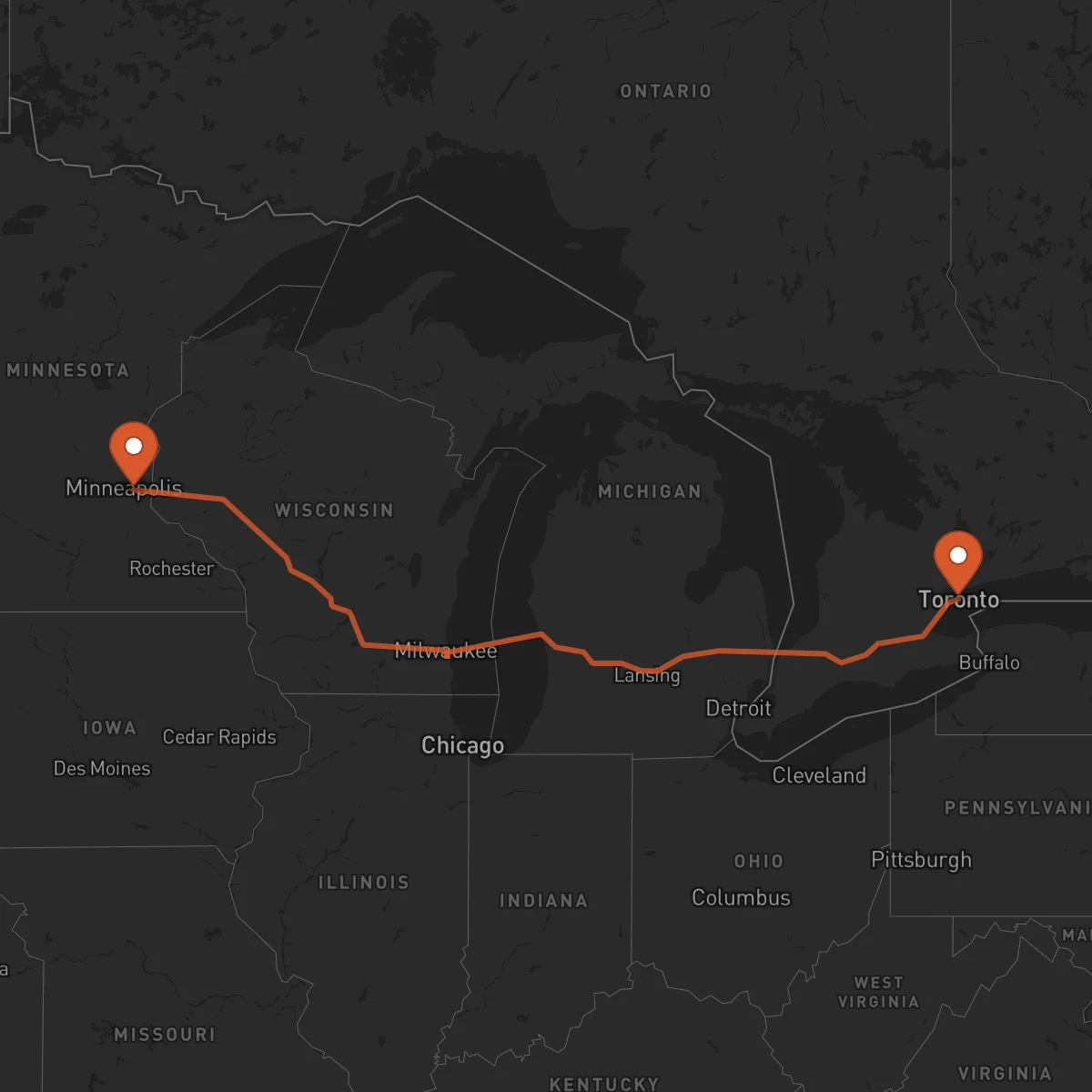 Ruta Toronto - Saint Paul