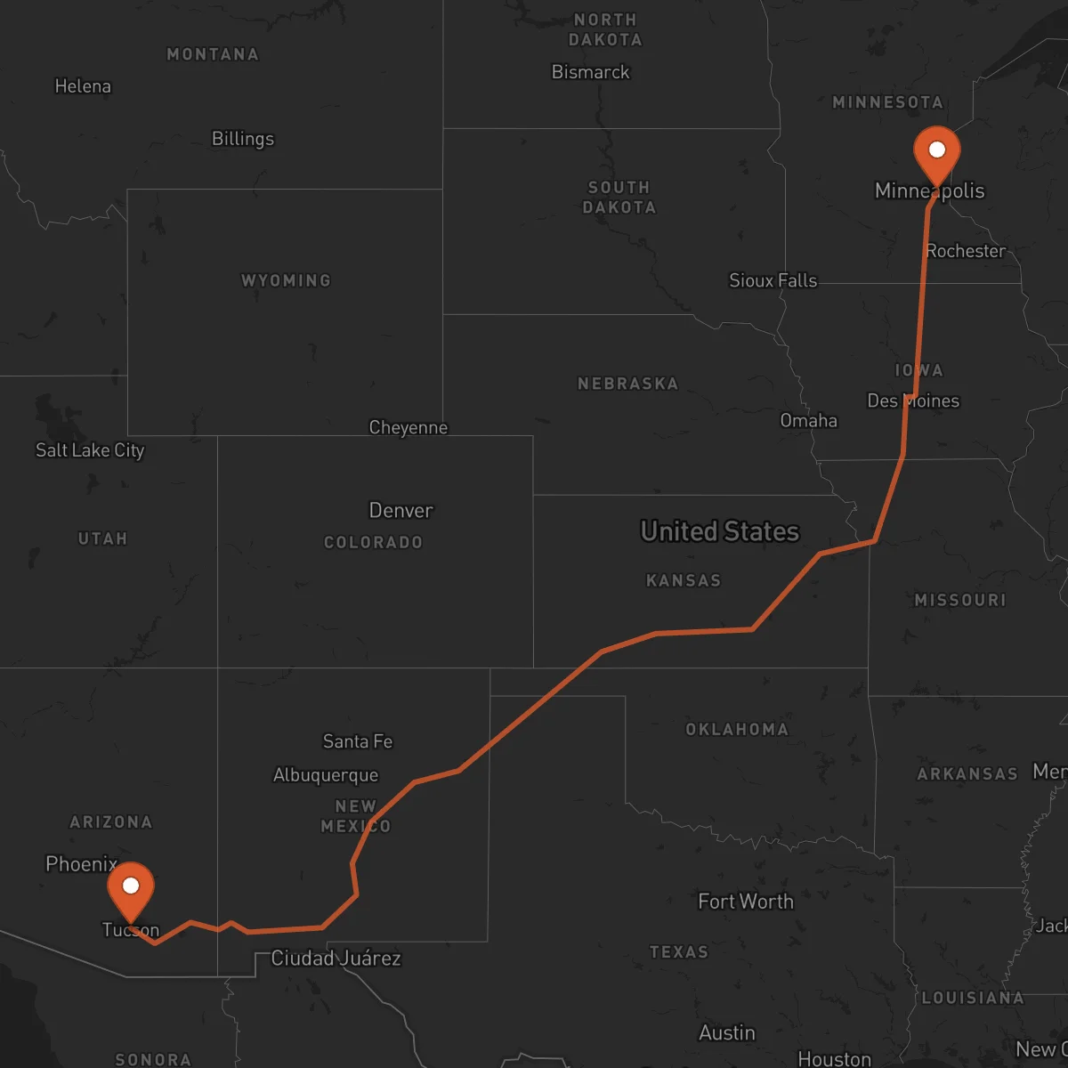 Ruta Saint Paul - Tucson