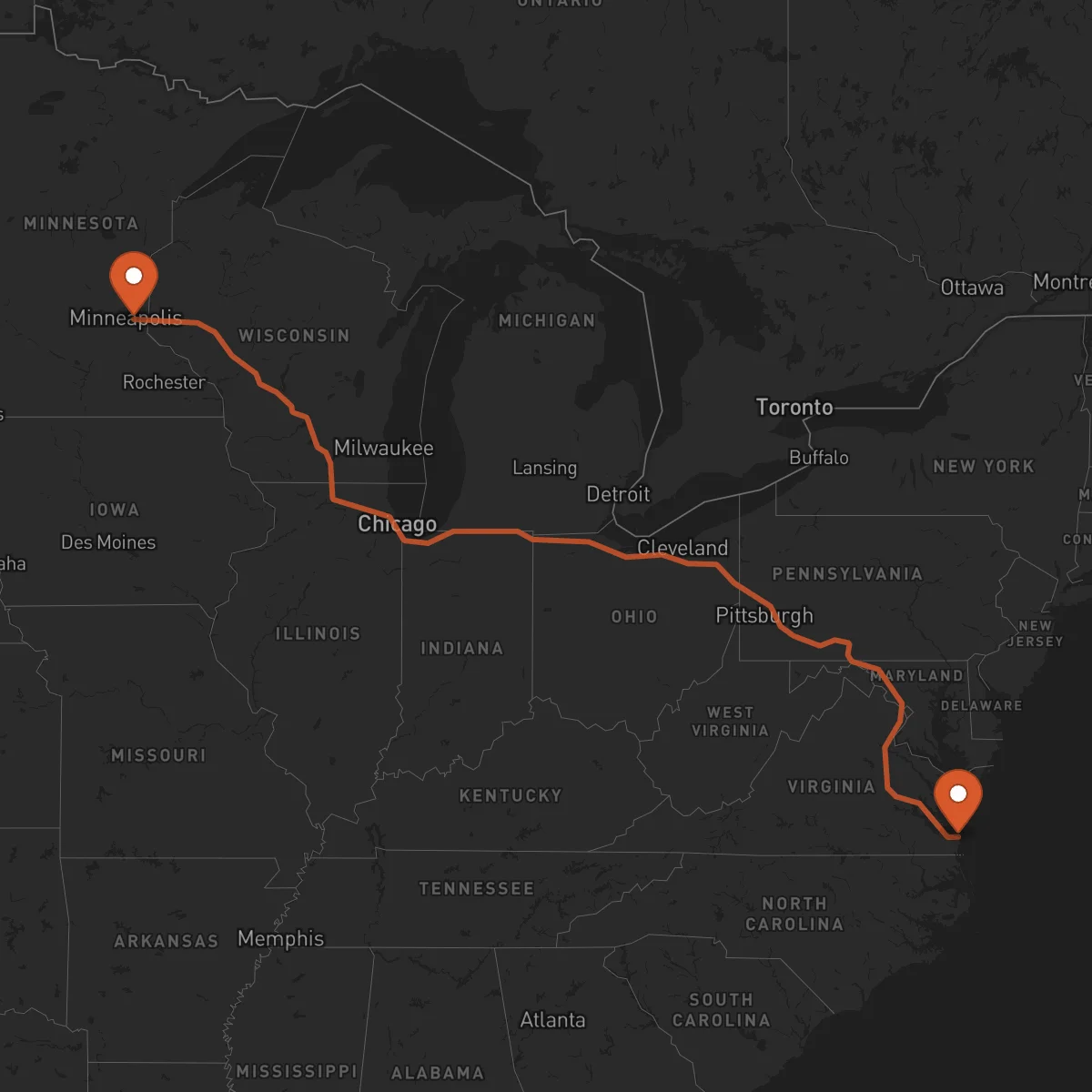 Ruta Saint Paul - Virginia Beach