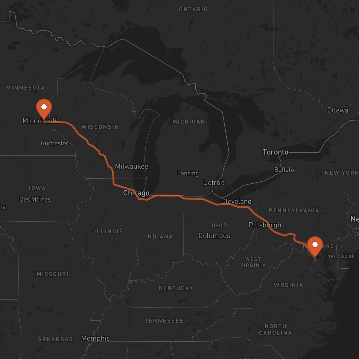 Ruta Saint Paul - Washington D.C.