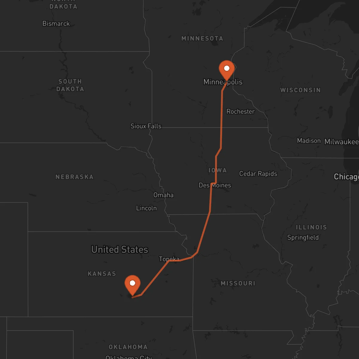 Ruta Saint Paul - Wichita