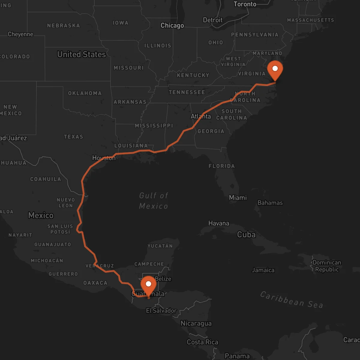 Ruta Salamá - Virginia Beach