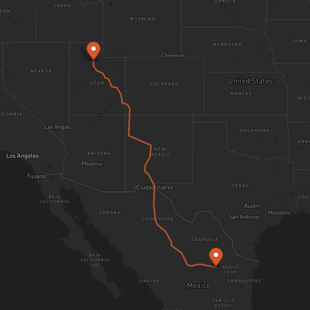 Ruta Salt Lake City - Saltillo