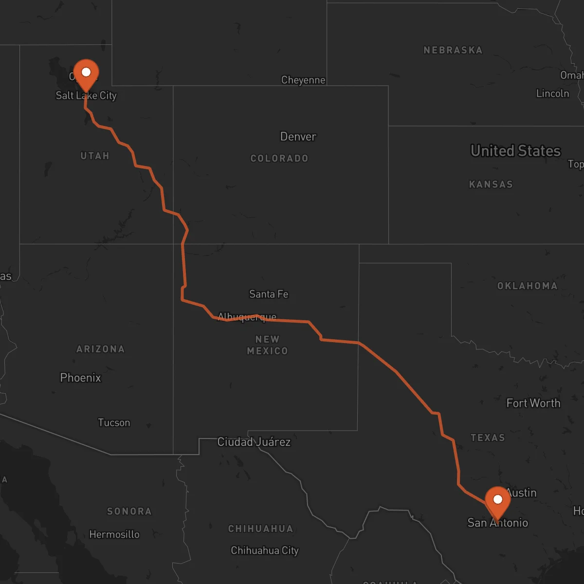 Ruta San Antonio - Salt Lake City