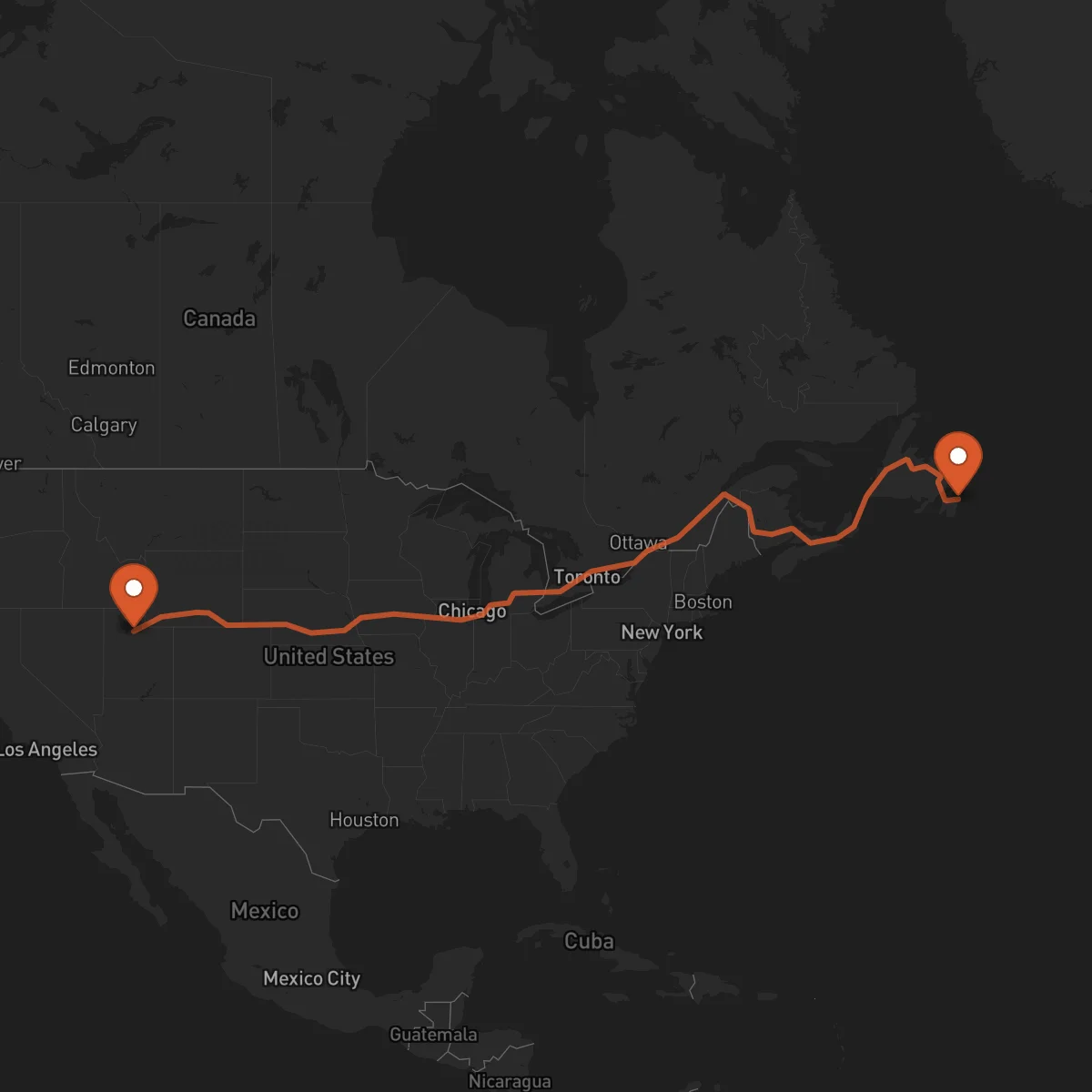Ruta Salt Lake City - San Juan de Terranova (St. John's)