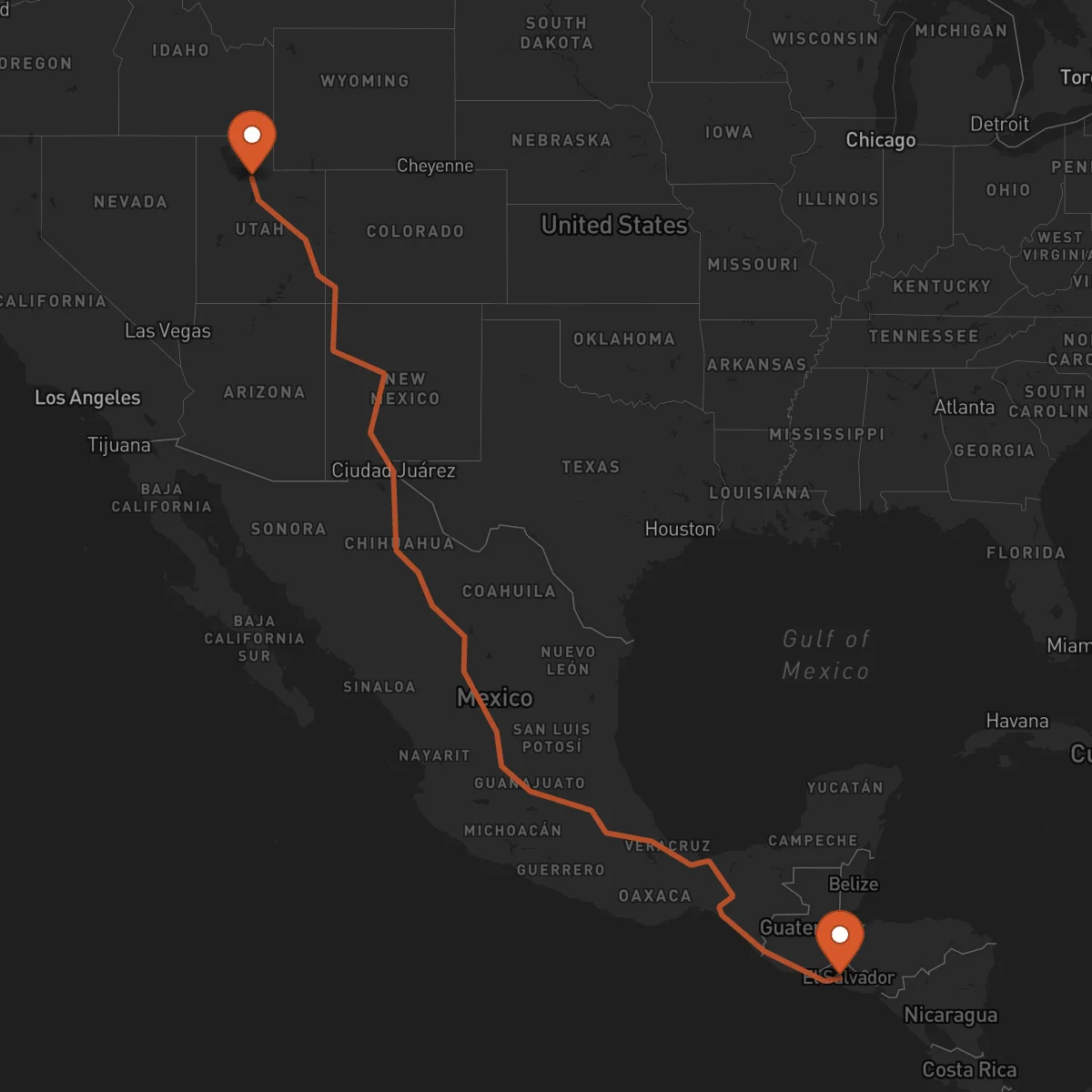 Ruta Salt Lake City - San Salvador