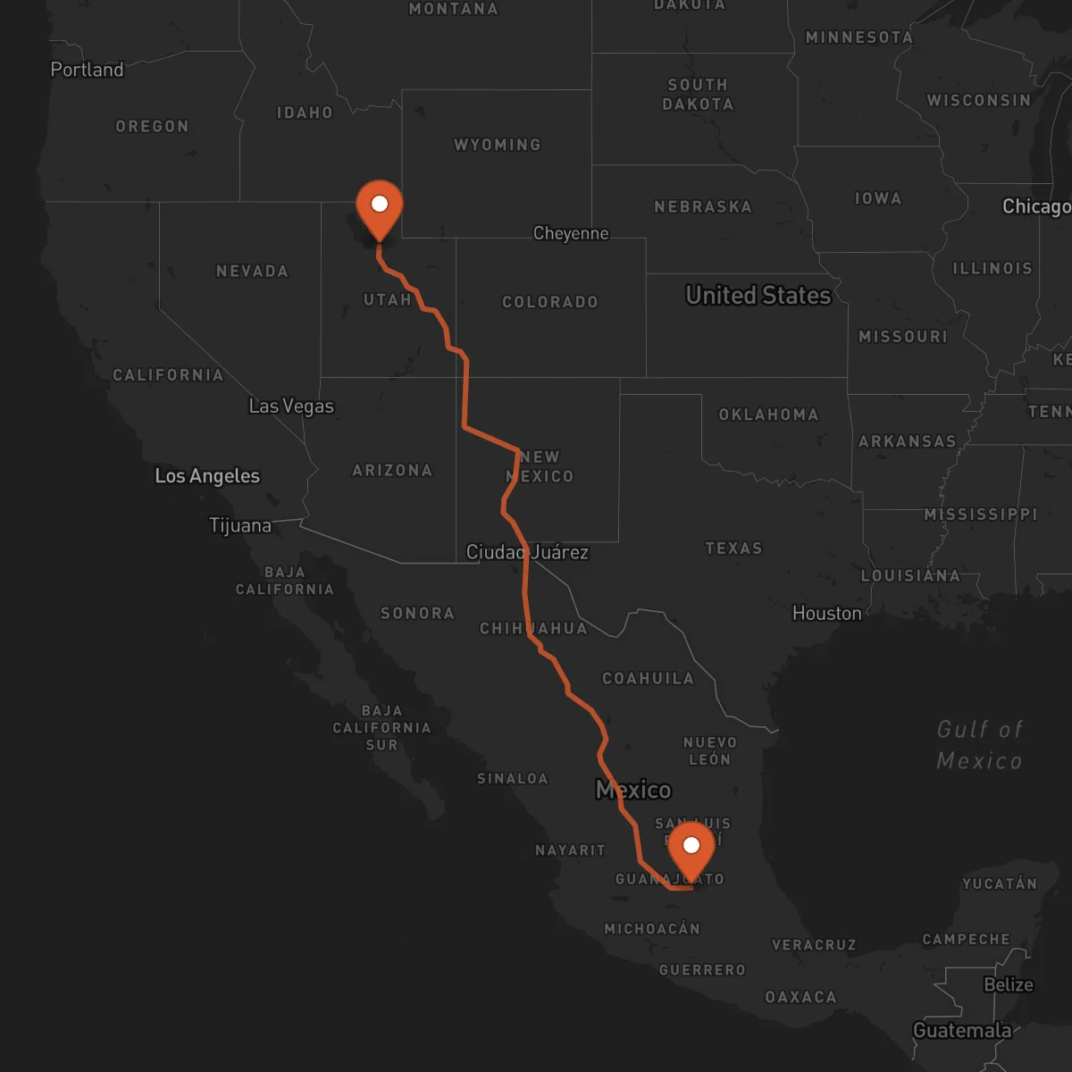 Ruta Santiago de Querétaro - Salt Lake City