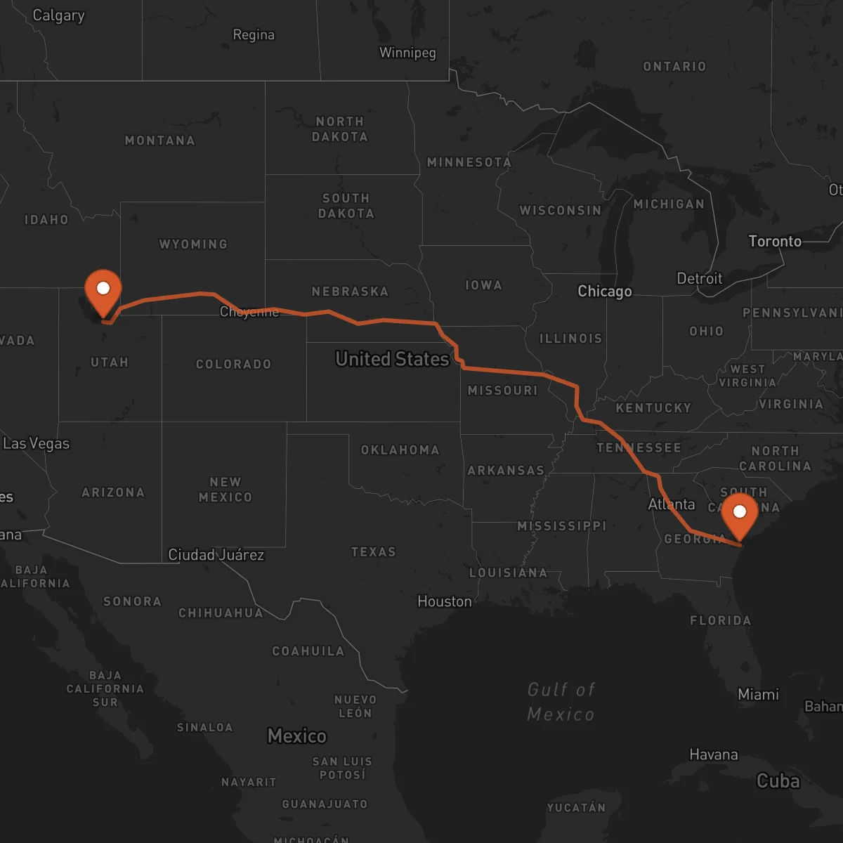 Ruta Savannah - Salt Lake City