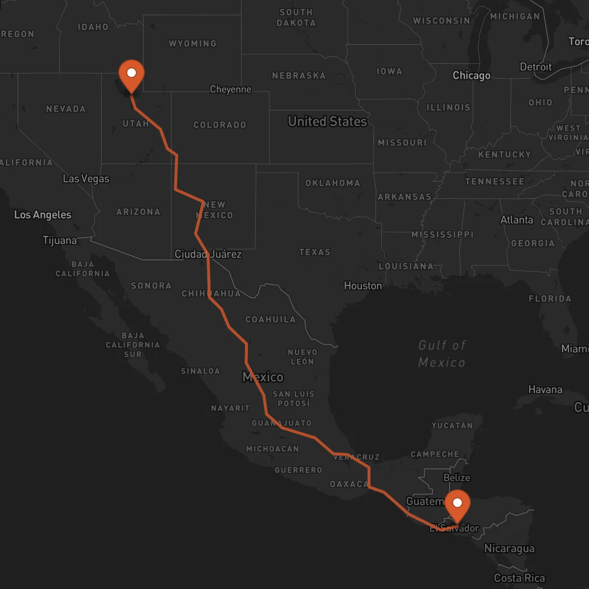 Ruta Salt Lake City - Sensuntepeque